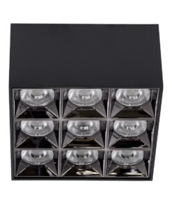 GloboStar® LUMINAR SUPERIOR 60337 Επιφανειακό LED Spot Downlight TrimLess 30W 4050lm 36° AC 220-240V IP20 Μ12 x Π12 x Υ6.6cm – Μαύρο με Κάτοπτρο Χρωμίου – Θερμό Λευκό 2700K – Bridgelux High Lumen Chip Gen2 – TÜV Certified Driver – 5 Years Warranty