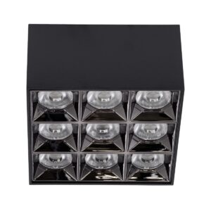 GloboStar® LUMINAR SUPERIOR 60337 Επιφανειακό LED Spot Downlight TrimLess 30W 4050lm 36° AC 220-240V IP20 Μ12 x Π12 x Υ6.6cm – Μαύρο με Κάτοπτρο Χρωμίου – Θερμό Λευκό 2700K – Bridgelux High Lumen Chip Gen2 – TÜV Certified Driver – 5 Years Warranty