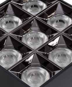 GloboStar® LUMINAR SUPERIOR 60337 Επιφανειακό LED Spot Downlight TrimLess 30W 4050lm 36° AC 220-240V IP20 Μ12 x Π12 x Υ6.6cm – Μαύρο με Κάτοπτρο Χρωμίου – Θερμό Λευκό 2700K – Bridgelux High Lumen Chip Gen2 – TÜV Certified Driver – 5 Years Warranty