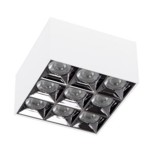 GloboStar® LUMINAR SUPERIOR 60338 Επιφανειακό LED Spot Downlight TrimLess 30W 4200lm 36° AC 220-240V IP20 Μ12 x Π12 x Υ6.6cm – Λευκό με Κάτοπτρο Χρωμίου – Φυσικό Λευκό 4500K – Bridgelux High Lumen Chip Gen2 – TÜV Certified Driver – 5 Years Warranty