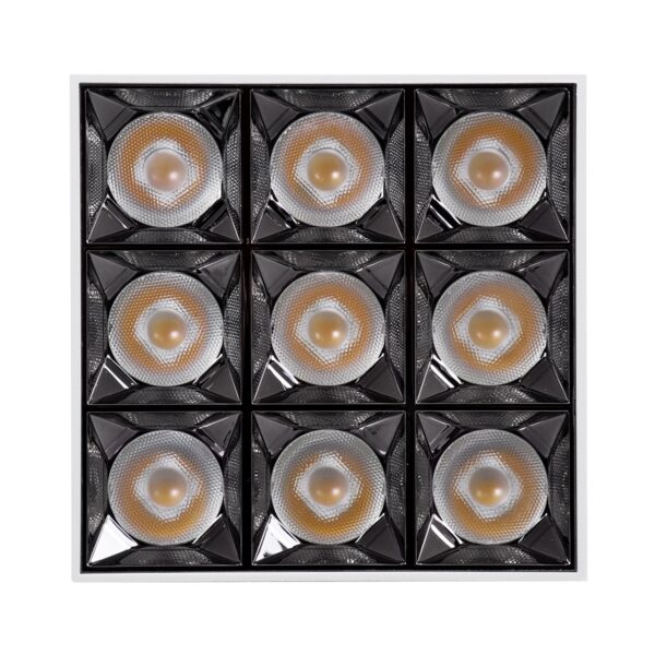 GloboStar® LUMINAR SUPERIOR 60338 Επιφανειακό LED Spot Downlight TrimLess 30W 4200lm 36° AC 220-240V IP20 Μ12 x Π12 x Υ6.6cm – Λευκό με Κάτοπτρο Χρωμίου – Φυσικό Λευκό 4500K – Bridgelux High Lumen Chip Gen2 – TÜV Certified Driver – 5 Years Warranty