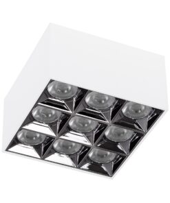 GloboStar® LUMINAR SUPERIOR 60339 Επιφανειακό LED Spot Downlight TrimLess 30W 4050lm 36° AC 220-240V IP20 Μ12 x Π12 x Υ6.6cm – Λευκό με Κάτοπτρο Χρωμίου – Θερμό Λευκό 2700K – Bridgelux High Lumen Chip Gen2 – TÜV Certified Driver – 5 Years Warranty