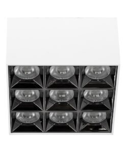 GloboStar® LUMINAR SUPERIOR 60339 Επιφανειακό LED Spot Downlight TrimLess 30W 4050lm 36° AC 220-240V IP20 Μ12 x Π12 x Υ6.6cm – Λευκό με Κάτοπτρο Χρωμίου – Θερμό Λευκό 2700K – Bridgelux High Lumen Chip Gen2 – TÜV Certified Driver – 5 Years Warranty