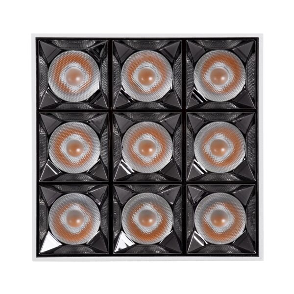 GloboStar® LUMINAR SUPERIOR 60339 Επιφανειακό LED Spot Downlight TrimLess 30W 4050lm 36° AC 220-240V IP20 Μ12 x Π12 x Υ6.6cm – Λευκό με Κάτοπτρο Χρωμίου – Θερμό Λευκό 2700K – Bridgelux High Lumen Chip Gen2 – TÜV Certified Driver – 5 Years Warranty