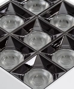 GloboStar® LUMINAR SUPERIOR 60339 Επιφανειακό LED Spot Downlight TrimLess 30W 4050lm 36° AC 220-240V IP20 Μ12 x Π12 x Υ6.6cm – Λευκό με Κάτοπτρο Χρωμίου – Θερμό Λευκό 2700K – Bridgelux High Lumen Chip Gen2 – TÜV Certified Driver – 5 Years Warranty