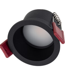 GloboStar® IP 60343 Χωνευτό LED Spot Downlight TrimLess Μπάνιου & WC Φ6.6cm 7W 700lm 45° AC 220-240V IP44 Φ6.6 x Υ5.3cm – Στρόγγυλο – Μαύρο – Θερμό Λευκό 2700K – Bridgelux COB – TÜV Certified Driver – 5 Years Warranty