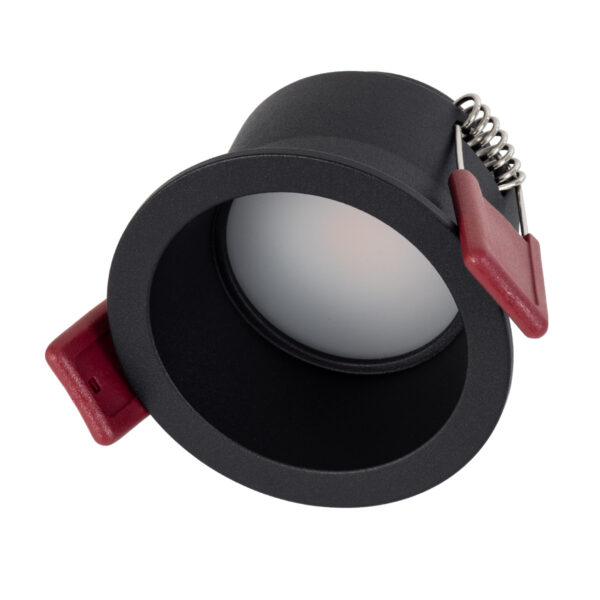 GloboStar® IP 60343 Χωνευτό LED Spot Downlight TrimLess Μπάνιου & WC Φ6.6cm 7W 700lm 45° AC 220-240V IP44 Φ6.6 x Υ5.3cm – Στρόγγυλο – Μαύρο – Θερμό Λευκό 2700K – Bridgelux COB – TÜV Certified Driver – 5 Years Warranty