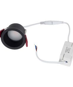 GloboStar® IP 60343 Χωνευτό LED Spot Downlight TrimLess Μπάνιου & WC Φ6.6cm 7W 700lm 45° AC 220-240V IP44 Φ6.6 x Υ5.3cm – Στρόγγυλο – Μαύρο – Θερμό Λευκό 2700K – Bridgelux COB – TÜV Certified Driver – 5 Years Warranty