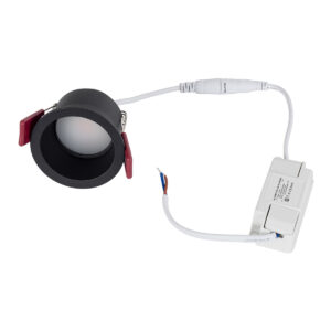 GloboStar® IP 60343 Χωνευτό LED Spot Downlight TrimLess Μπάνιου & WC Φ6.6cm 7W 700lm 45° AC 220-240V IP44 Φ6.6 x Υ5.3cm – Στρόγγυλο – Μαύρο – Θερμό Λευκό 2700K – Bridgelux COB – TÜV Certified Driver – 5 Years Warranty