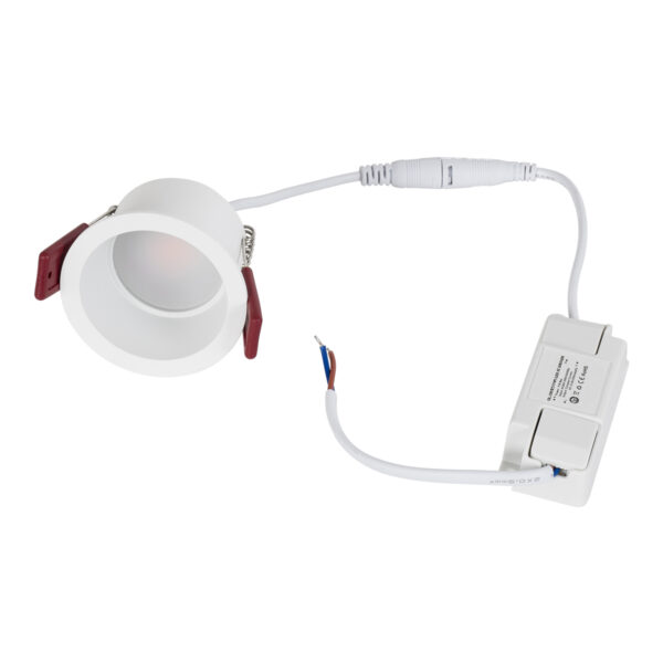 GloboStar® IP 60344 Χωνευτό LED Spot Downlight TrimLess Μπάνιου & WC Φ6.6cm 7W 750lm 45° AC 220-240V IP44 Φ6.6 x Υ5.3cm – Στρόγγυλο – Λευκό – Φυσικό Λευκό 4500K – Bridgelux COB – TÜV Certified Driver – 5 Years Warranty