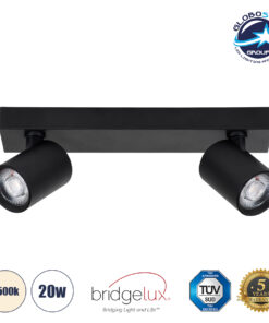 GloboStar® LEONARDO 60346 Μοντέρνο Φωτιστικό Οροφής Ράγα με Κινούμενα Σποτ LED Spot Downlight 20W 2400lm 60° AC 220-240V IP20 Μ32 x Π7 x Υ11.8cm – Μαύρο – Φυσικό Λευκό 4500K – Bridgelux COB – 5 Years Warranty