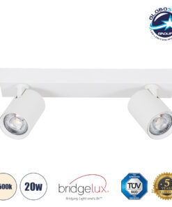 GloboStar® LEONARDO 60347 Μοντέρνο Φωτιστικό Οροφής Ράγα με Κινούμενα Σποτ LED Spot Downlight 20W 2400lm 60° AC 220-240V IP20 Μ32 x Π7 x Υ11.8cm – Λευκό – Φυσικό Λευκό 4500K – Bridgelux COB – 5 Years Warranty