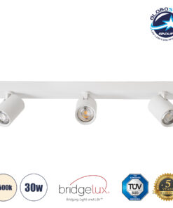 GloboStar® LEONARDO 60349 Μοντέρνο Φωτιστικό Οροφής Ράγα με Κινούμενα Σποτ LED Spot Downlight 30W 3600lm 60° AC 220-240V IP20 Μ52 x Π7 x Υ11.8cm – Λευκό – Φυσικό Λευκό 4500K – Bridgelux COB – 5 Years Warranty