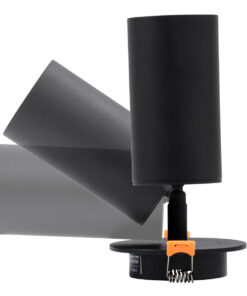 GloboStar® LEO 60350 Χωνευτό Κινούμενο Στρόγγυλο Φωτιστικό Σποτ Αλουμινίου με Ντουί GU10 AC 220-240V IP20 Φ6 x Υ17cm – Μαύρο – 5 Years Warranty