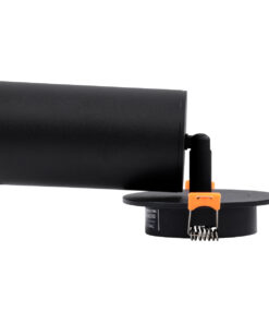 GloboStar® LEO 60350 Χωνευτό Κινούμενο Στρόγγυλο Φωτιστικό Σποτ Αλουμινίου με Ντουί GU10 AC 220-240V IP20 Φ6 x Υ17cm – Μαύρο – 5 Years Warranty