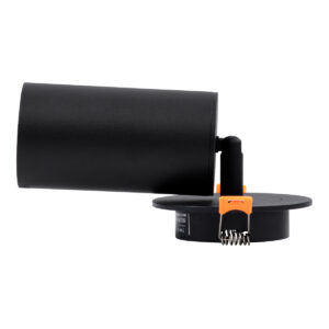 GloboStar® LEO 60350 Χωνευτό Κινούμενο Στρόγγυλο Φωτιστικό Σποτ Αλουμινίου με Ντουί GU10 AC 220-240V IP20 Φ6 x Υ17cm – Μαύρο – 5 Years Warranty