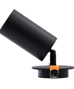 GloboStar® LEO 60350 Χωνευτό Κινούμενο Στρόγγυλο Φωτιστικό Σποτ Αλουμινίου με Ντουί GU10 AC 220-240V IP20 Φ6 x Υ17cm – Μαύρο – 5 Years Warranty
