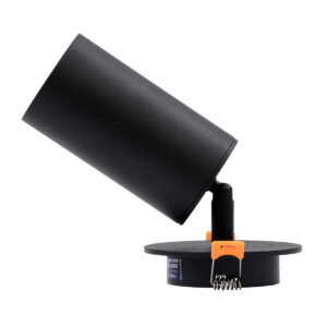 GloboStar® LEO 60350 Χωνευτό Κινούμενο Στρόγγυλο Φωτιστικό Σποτ Αλουμινίου με Ντουί GU10 AC 220-240V IP20 Φ6 x Υ17cm – Μαύρο – 5 Years Warranty