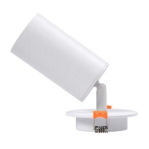 GloboStar® LEO 60351 Χωνευτό Κινούμενο Στρόγγυλο Φωτιστικό Σποτ Αλουμινίου με Ντουί GU10 AC 220-240V IP20 Φ6 x Υ17cm – Λευκό – 5 Years Warranty