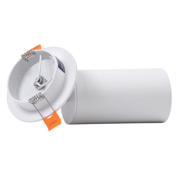 GloboStar® LEO 60351 Χωνευτό Κινούμενο Στρόγγυλο Φωτιστικό Σποτ Αλουμινίου με Ντουί GU10 AC 220-240V IP20 Φ6 x Υ17cm – Λευκό – 5 Years Warranty