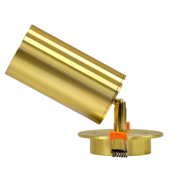 GloboStar® LEO 60352 Χωνευτό Κινούμενο Στρόγγυλο Φωτιστικό Σποτ Αλουμινίου με Ντουί GU10 AC 220-240V IP20 Φ6 x Υ17cm – Χρυσό Πλατίνα – 5 Years Warranty