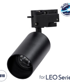 GloboStar® LEO 60353 Κινούμενο Στρόγγυλο Φωτιστικό Σποτ Ράγας Αλουμινίου με Ντουί GU10 AC 220-240V IP20 Φ6 x Υ19cm – 2 Γραμμών – Μαύρο – 5 Years Warranty