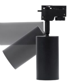 GloboStar® LEO 60353 Κινούμενο Στρόγγυλο Φωτιστικό Σποτ Ράγας Αλουμινίου με Ντουί GU10 AC 220-240V IP20 Φ6 x Υ19cm – 2 Γραμμών – Μαύρο – 5 Years Warranty