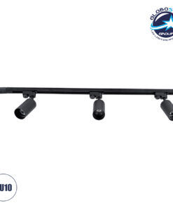 GloboStar® LEO 60355 Μοντέρνο Φωτιστικό Οροφής Ράγα με Κινούμενα Σποτ Αλουμινίου Τρίφωτο 3 x GU10 AC 220-240V IP20 Μ100 x Π6 x Υ20cm – 2 Γραμμών – Μαύρο – 5 Years Warranty