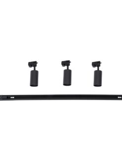 GloboStar® LEO 60355 Μοντέρνο Φωτιστικό Οροφής Ράγα με Κινούμενα Σποτ Αλουμινίου Τρίφωτο 3 x GU10 AC 220-240V IP20 Μ100 x Π6 x Υ20cm – 2 Γραμμών – Μαύρο – 5 Years Warranty