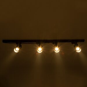 GloboStar® LEO 60356 Μοντέρνο Φωτιστικό Οροφής Ράγα με Κινούμενα Σποτ Αλουμινίου Τετράφωτο 4 x GU10 AC 220-240V IP20 Μ100 x Π6 x Υ20cm – 2 Γραμμών – Μαύρο – 5 Years Warranty