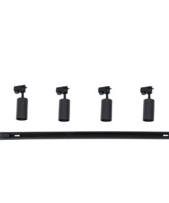 GloboStar® LEO 60356 Μοντέρνο Φωτιστικό Οροφής Ράγα με Κινούμενα Σποτ Αλουμινίου Τετράφωτο 4 x GU10 AC 220-240V IP20 Μ100 x Π6 x Υ20cm – 2 Γραμμών – Μαύρο – 5 Years Warranty