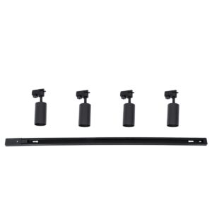 GloboStar® LEO 60356 Μοντέρνο Φωτιστικό Οροφής Ράγα με Κινούμενα Σποτ Αλουμινίου Τετράφωτο 4 x GU10 AC 220-240V IP20 Μ100 x Π6 x Υ20cm – 2 Γραμμών – Μαύρο – 5 Years Warranty
