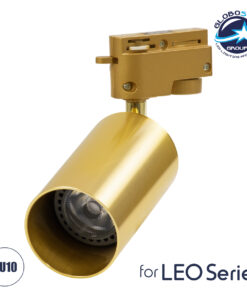 GloboStar® LEO 60357 Κινούμενο Στρόγγυλο Φωτιστικό Σποτ Ράγας Αλουμινίου με Ντουί GU10 AC 220-240V IP20 Φ6 x Υ19cm – 2 Γραμμών – Χρυσό Πλατίνα – 5 Years Warranty