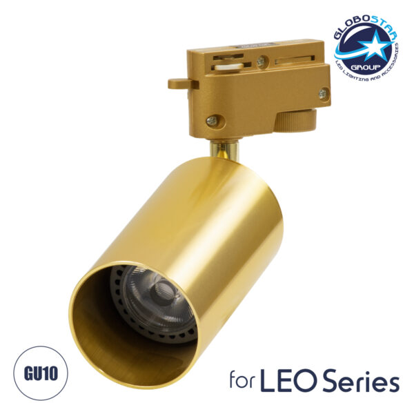 GloboStar® LEO 60357 Κινούμενο Στρόγγυλο Φωτιστικό Σποτ Ράγας Αλουμινίου με Ντουί GU10 AC 220-240V IP20 Φ6 x Υ19cm - 2 Γραμμών - Χρυσό Πλατίνα - 5 Years Warranty