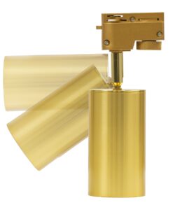 GloboStar® LEO 60357 Κινούμενο Στρόγγυλο Φωτιστικό Σποτ Ράγας Αλουμινίου με Ντουί GU10 AC 220-240V IP20 Φ6 x Υ19cm – 2 Γραμμών – Χρυσό Πλατίνα – 5 Years Warranty