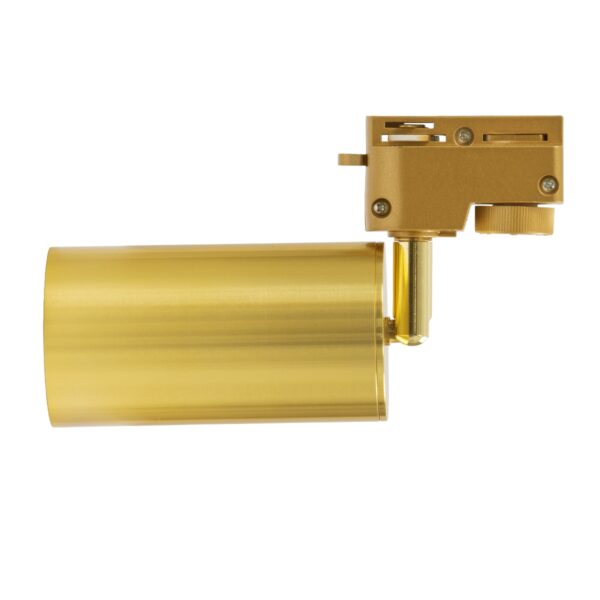 GloboStar® LEO 60357 Κινούμενο Στρόγγυλο Φωτιστικό Σποτ Ράγας Αλουμινίου με Ντουί GU10 AC 220-240V IP20 Φ6 x Υ19cm – 2 Γραμμών – Χρυσό Πλατίνα – 5 Years Warranty