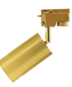 GloboStar® LEO 60357 Κινούμενο Στρόγγυλο Φωτιστικό Σποτ Ράγας Αλουμινίου με Ντουί GU10 AC 220-240V IP20 Φ6 x Υ19cm – 2 Γραμμών – Χρυσό Πλατίνα – 5 Years Warranty