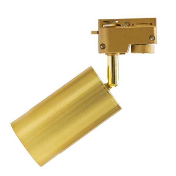 GloboStar® LEO 60357 Κινούμενο Στρόγγυλο Φωτιστικό Σποτ Ράγας Αλουμινίου με Ντουί GU10 AC 220-240V IP20 Φ6 x Υ19cm – 2 Γραμμών – Χρυσό Πλατίνα – 5 Years Warranty
