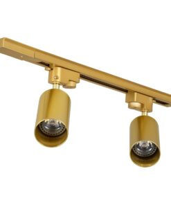 GloboStar® LEO 60358 Μοντέρνο Φωτιστικό Οροφής Ράγα με Κινούμενα Σποτ Αλουμινίου Δίφωτο 2 x GU10 AC 220-240V IP20 Μ50.5 x Π6 x Υ20cm – 2 Γραμμών – Χρυσό Πλατίνα – 5 Years Warranty