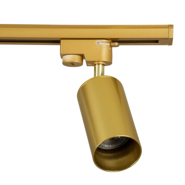 GloboStar® LEO 60358 Μοντέρνο Φωτιστικό Οροφής Ράγα με Κινούμενα Σποτ Αλουμινίου Δίφωτο 2 x GU10 AC 220-240V IP20 Μ50.5 x Π6 x Υ20cm – 2 Γραμμών – Χρυσό Πλατίνα – 5 Years Warranty