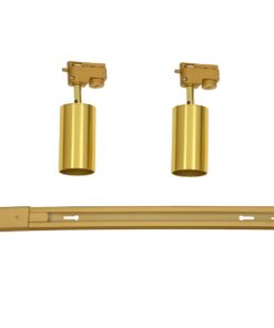 GloboStar® LEO 60358 Μοντέρνο Φωτιστικό Οροφής Ράγα με Κινούμενα Σποτ Αλουμινίου Δίφωτο 2 x GU10 AC 220-240V IP20 Μ50.5 x Π6 x Υ20cm – 2 Γραμμών – Χρυσό Πλατίνα – 5 Years Warranty