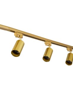 GloboStar® LEO 60359 Μοντέρνο Φωτιστικό Οροφής Ράγα με Κινούμενα Σποτ Αλουμινίου Τρίφωτο 3 x GU10 AC 220-240V IP20 Μ100 x Π6 x Υ20cm – 2 Γραμμών – Χρυσό Πλατίνα – 5 Years Warranty