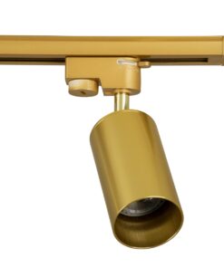 GloboStar® LEO 60359 Μοντέρνο Φωτιστικό Οροφής Ράγα με Κινούμενα Σποτ Αλουμινίου Τρίφωτο 3 x GU10 AC 220-240V IP20 Μ100 x Π6 x Υ20cm – 2 Γραμμών – Χρυσό Πλατίνα – 5 Years Warranty