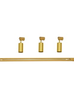 GloboStar® LEO 60359 Μοντέρνο Φωτιστικό Οροφής Ράγα με Κινούμενα Σποτ Αλουμινίου Τρίφωτο 3 x GU10 AC 220-240V IP20 Μ100 x Π6 x Υ20cm – 2 Γραμμών – Χρυσό Πλατίνα – 5 Years Warranty