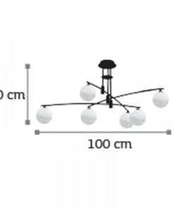 InLight Κρεμαστό φωτιστικό από μαύρο μέταλλο και λευκή οπαλίνα 6XG9 D:100cm (6036-6)
