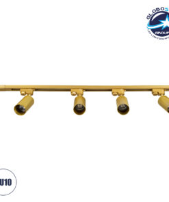 GloboStar® LEO 60360 Μοντέρνο Φωτιστικό Οροφής Ράγα με Κινούμενα Σποτ Αλουμινίου Τετράφωτο 4 x GU10 AC 220-240V IP20 Μ100 x Π6 x Υ20cm – 2 Γραμμών – Χρυσό Πλατίνα – 5 Years Warranty