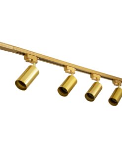 GloboStar® LEO 60360 Μοντέρνο Φωτιστικό Οροφής Ράγα με Κινούμενα Σποτ Αλουμινίου Τετράφωτο 4 x GU10 AC 220-240V IP20 Μ100 x Π6 x Υ20cm – 2 Γραμμών – Χρυσό Πλατίνα – 5 Years Warranty