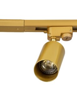 GloboStar® LEO 60360 Μοντέρνο Φωτιστικό Οροφής Ράγα με Κινούμενα Σποτ Αλουμινίου Τετράφωτο 4 x GU10 AC 220-240V IP20 Μ100 x Π6 x Υ20cm – 2 Γραμμών – Χρυσό Πλατίνα – 5 Years Warranty