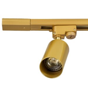 GloboStar® LEO 60360 Μοντέρνο Φωτιστικό Οροφής Ράγα με Κινούμενα Σποτ Αλουμινίου Τετράφωτο 4 x GU10 AC 220-240V IP20 Μ100 x Π6 x Υ20cm – 2 Γραμμών – Χρυσό Πλατίνα – 5 Years Warranty