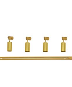 GloboStar® LEO 60360 Μοντέρνο Φωτιστικό Οροφής Ράγα με Κινούμενα Σποτ Αλουμινίου Τετράφωτο 4 x GU10 AC 220-240V IP20 Μ100 x Π6 x Υ20cm – 2 Γραμμών – Χρυσό Πλατίνα – 5 Years Warranty